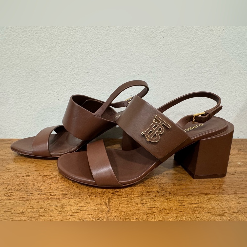 Burberry Virginia 65MM Logo Leather Sandals size 38 - Picture 5 of 8